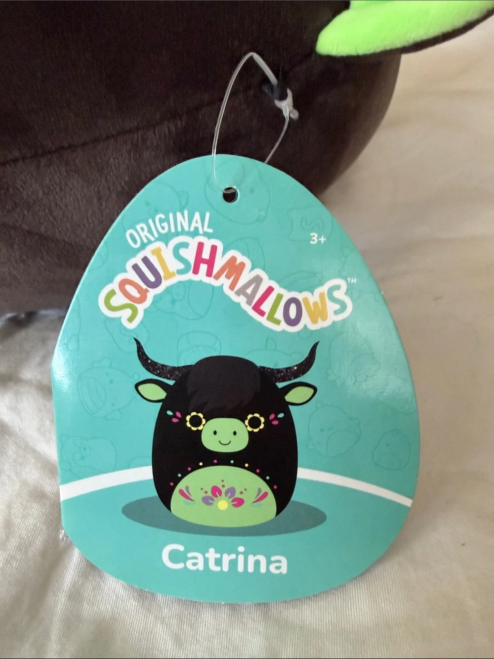 Squishmallows Catrina Plush Cow - Black & Lime Green Accent